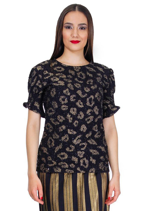 Bluza tricot negru cu aramiu Liza Panait Liza Panait Online Boutique