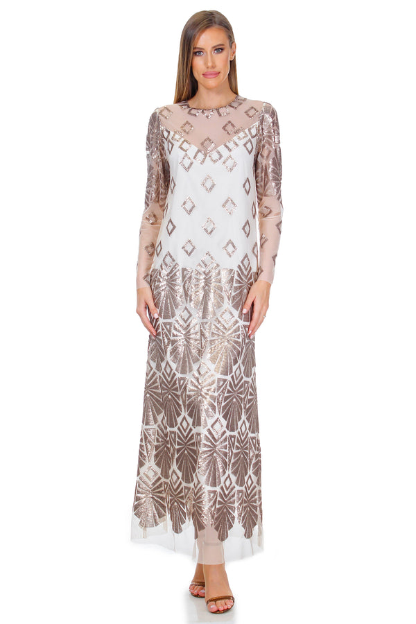 Rochie tull bej cu paiete Liza Panait Liza Panait Online Boutique