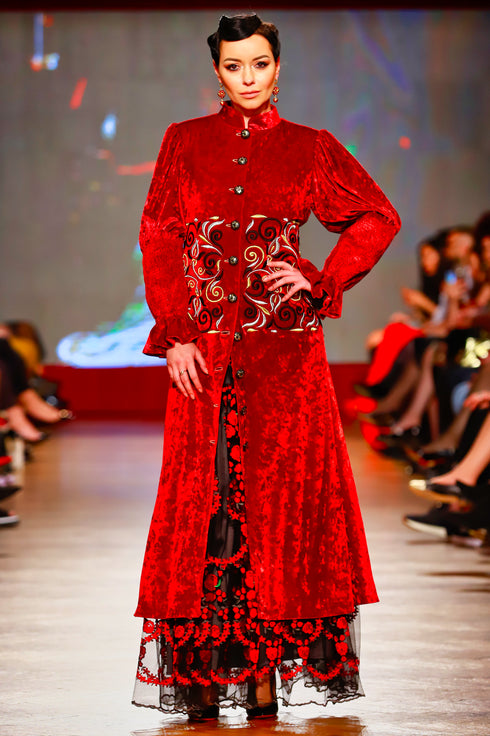 Pardesiu catifea cu broderie RM-55B