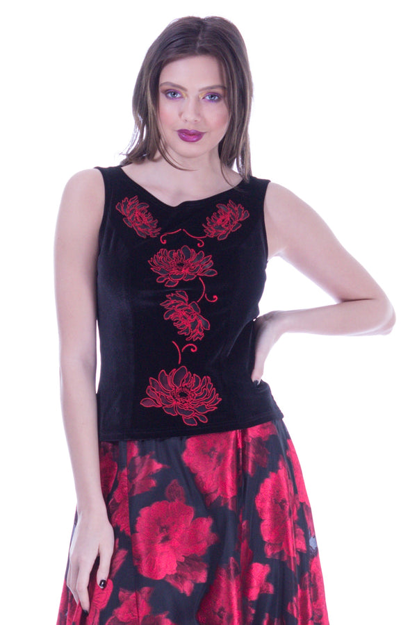 Bluza catifea cu broderie I-200