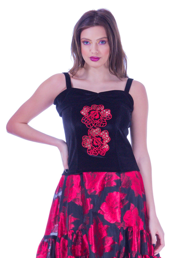 Bluza catifea cu broderie I-7