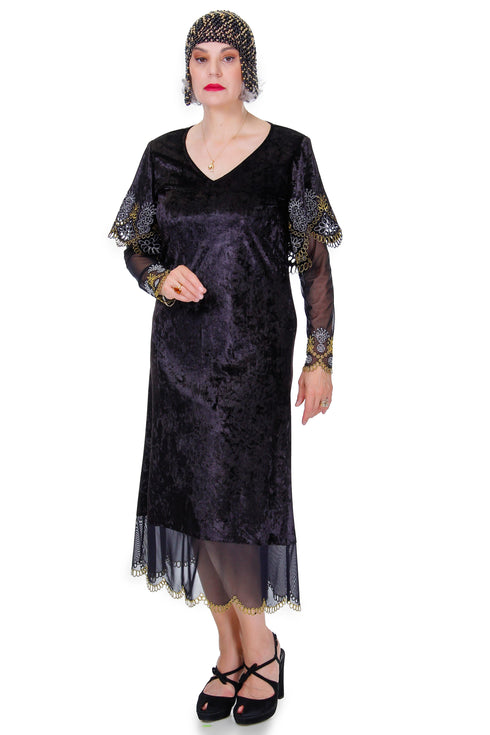 Rochie unicat din catifea cu broderie Liza Panait Liza Panait Online Boutique