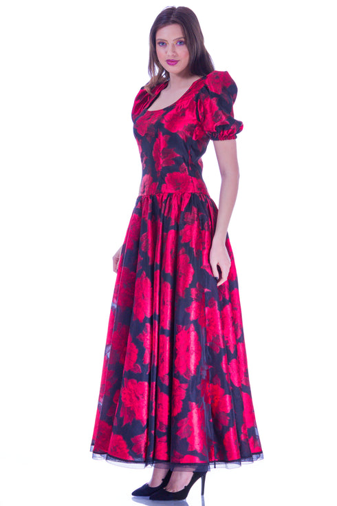 Rochie voal negru imprimat I-14