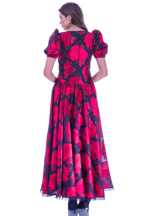 Rochie voal negru imprimat I-14