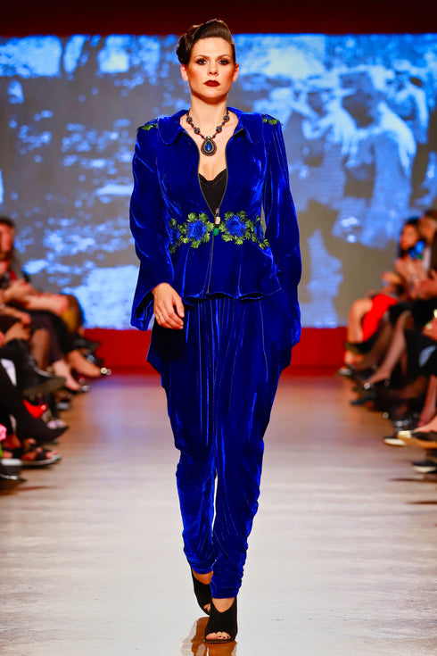 Sacou catifea cu broderie RM-75