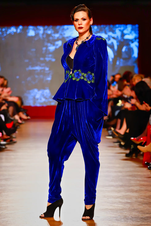 Pantaloni catifea albastra RM-76