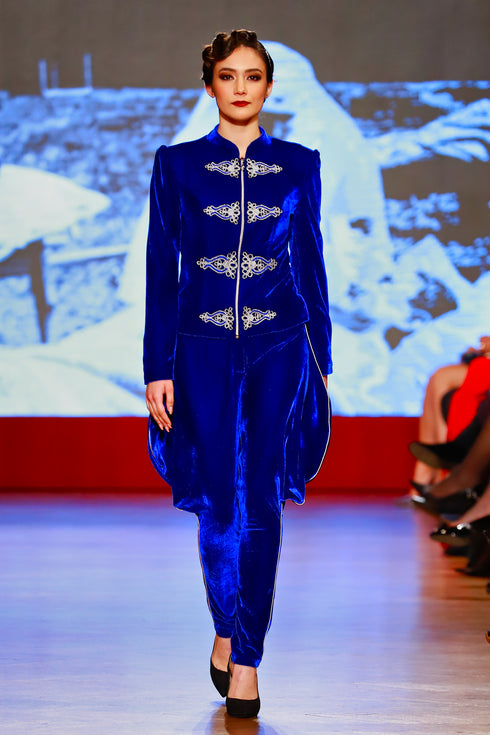 Sacou catifea cu broderie RM-69