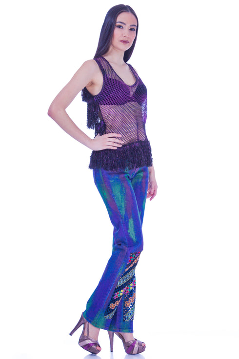 Pantaloni denim pictati manual I-22