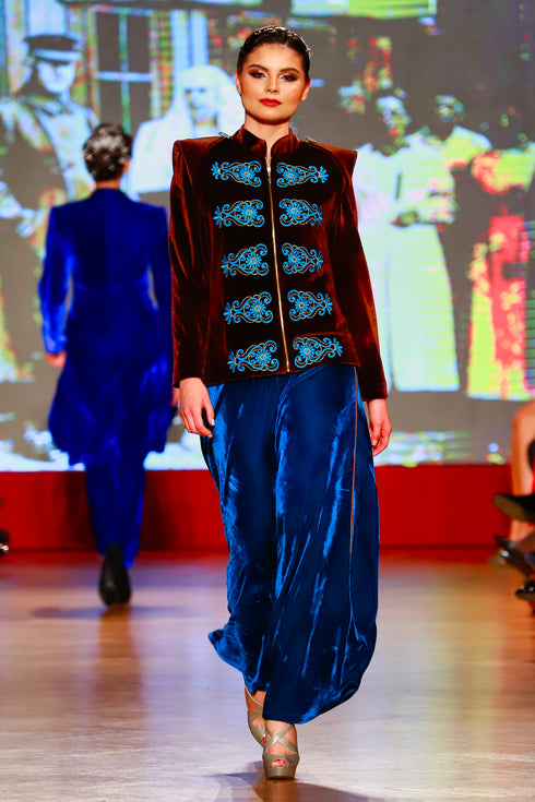 Pantaloni catifea albastra RM-82