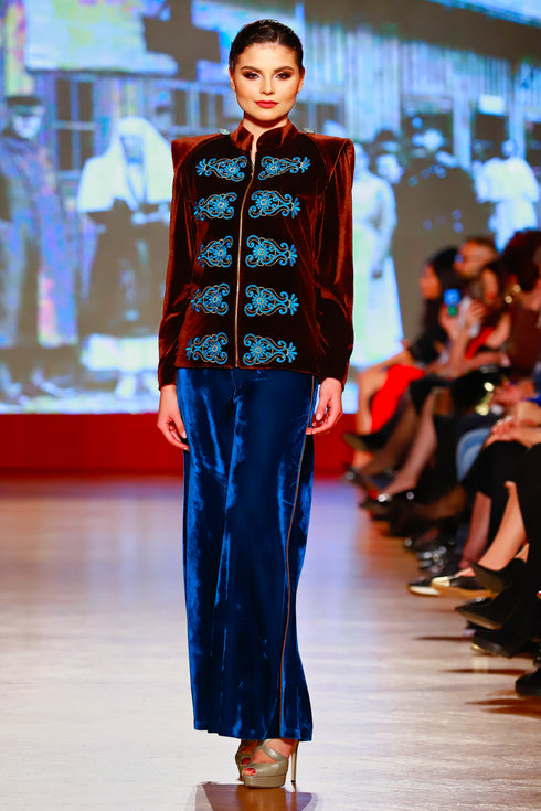 Sacou catifea cu broderie RM-81