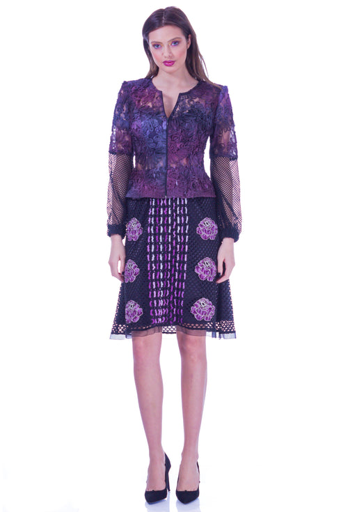 Fusta plasa neagra cu broderie I-24