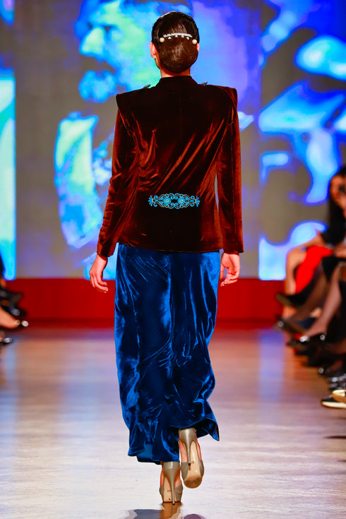 Pantaloni catifea albastra RM-82