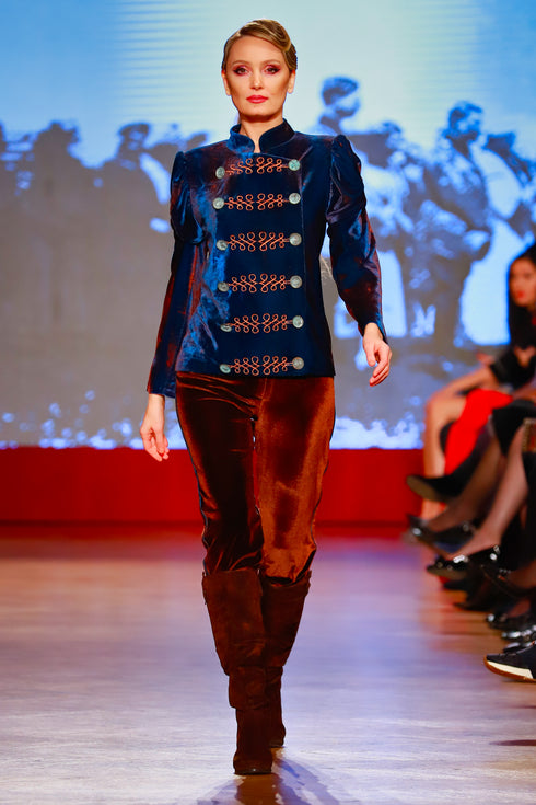 Sacou catifea cu broderie RM-85