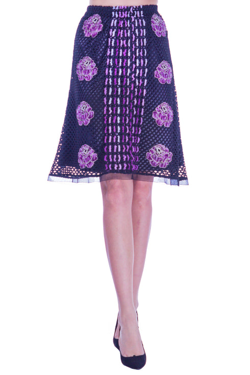 Fusta plasa neagra cu broderie I-24