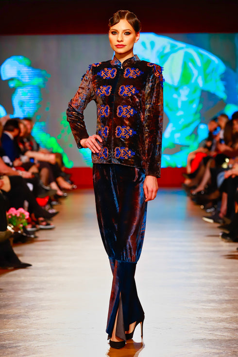 Sacou catifea cu broderie RM-83