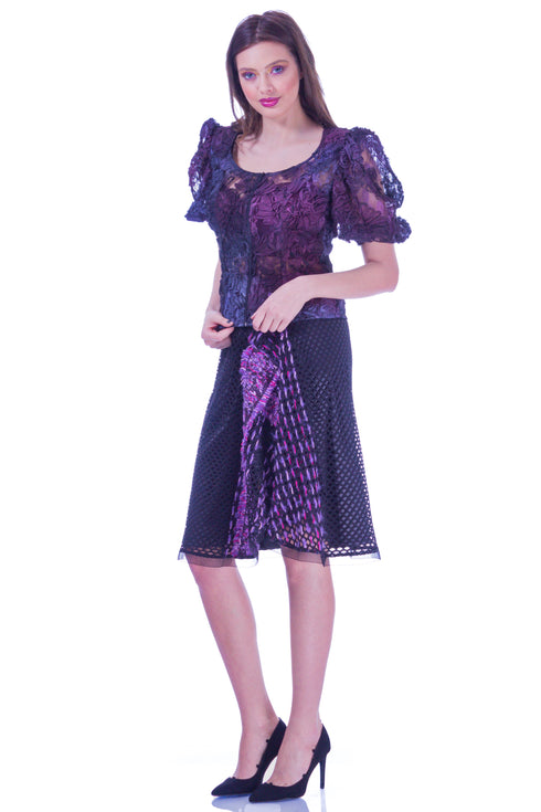 Fusta plasa cu broderie I-28