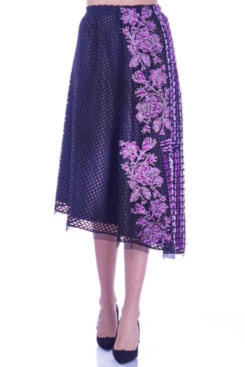 Fusta plasa neagra cu broderie I-32