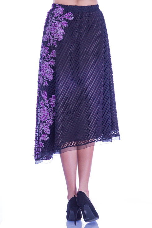 Fusta plasa neagra cu broderie I-32