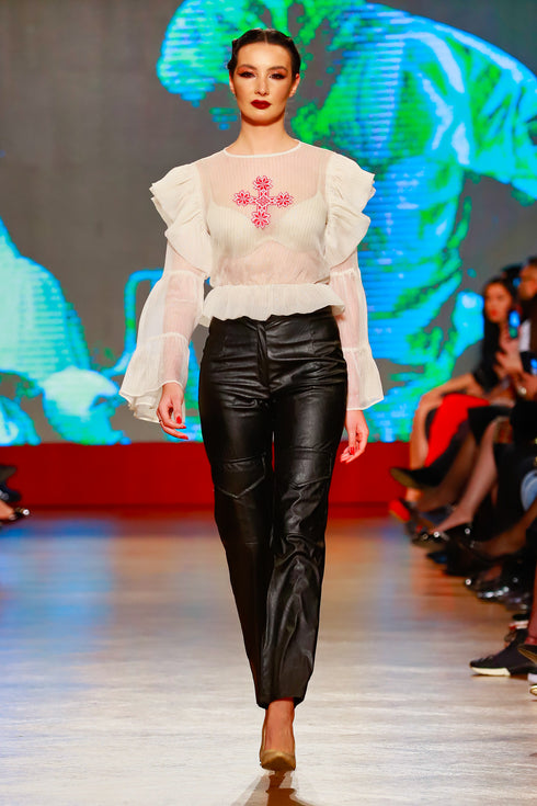 Bluza matase cu broderie RM-95