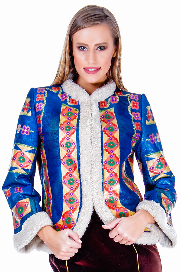 Jacheta piele ecologica pictata AV-133