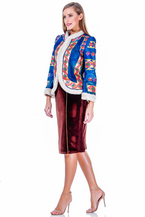 Jacheta piele ecologica pictata AV-133