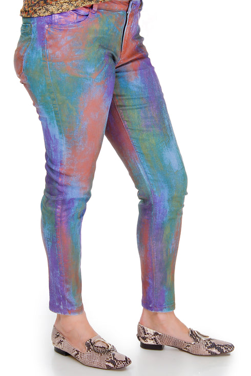 Pantalon denim pictat Liza Panait Liza Panait Online Boutique