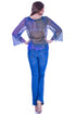 Bluza tul albastru cu broderie I-43