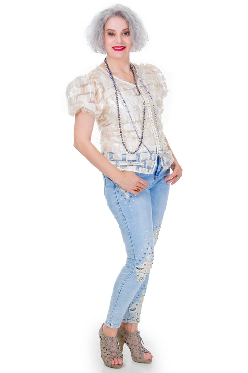 Bluza bumbac si voal Liza Panait Liza Panait Online Boutique