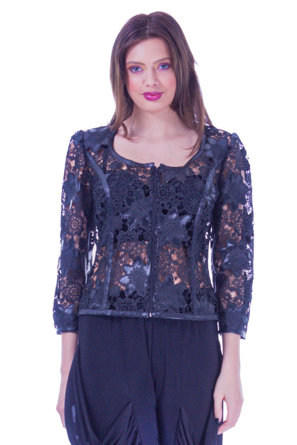 Bluza piele cu dantela I-45