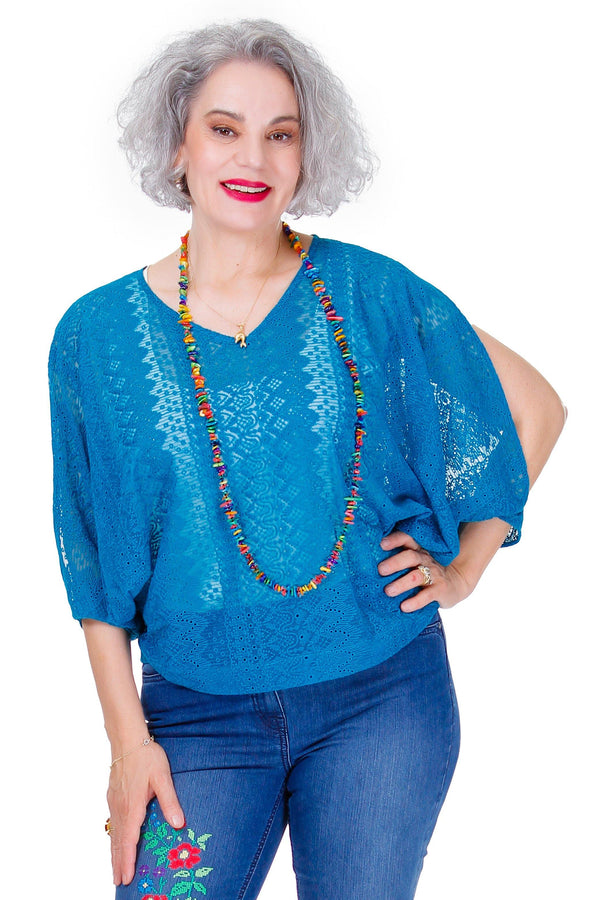 Bluza dantela turquoise Liza Panait Liza Panait Online Boutique