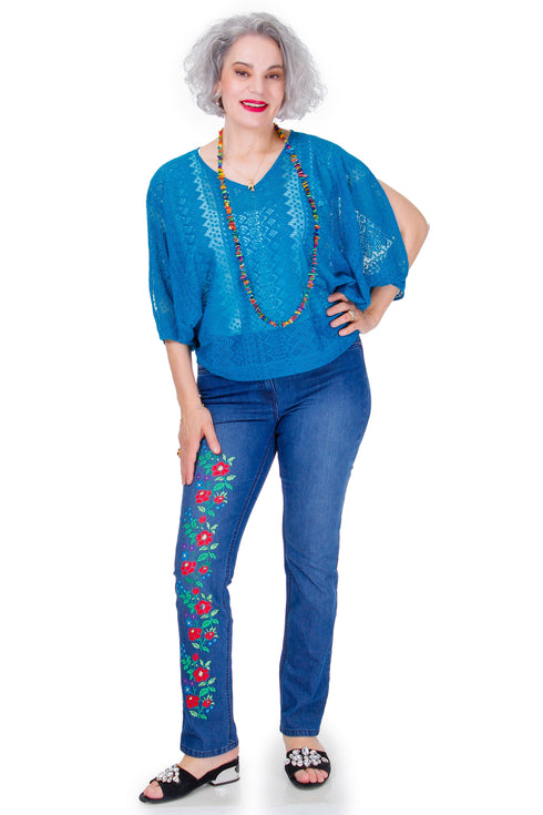 Bluza dantela turquoise Liza Panait Liza Panait Online Boutique