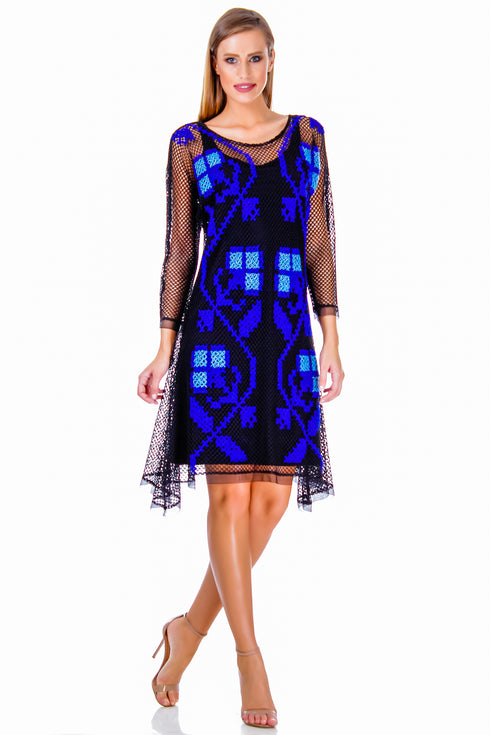 Rochie plasa cu broderie AV-147