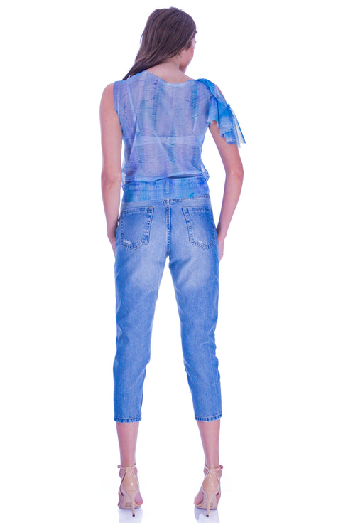 Pantalon denim cu broderie I-40