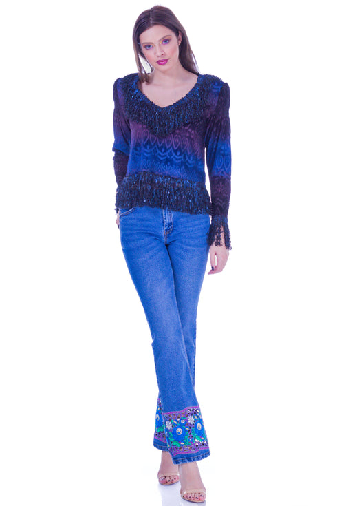 Bluza catifea cu franjuri I-54