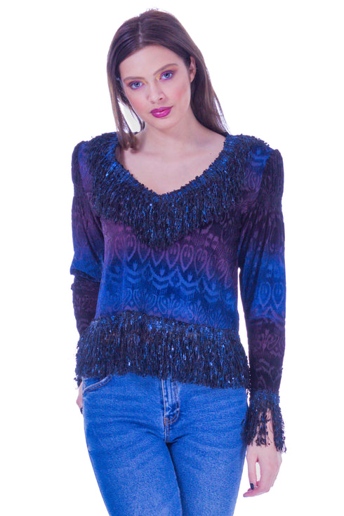 Bluza catifea cu franjuri I-54