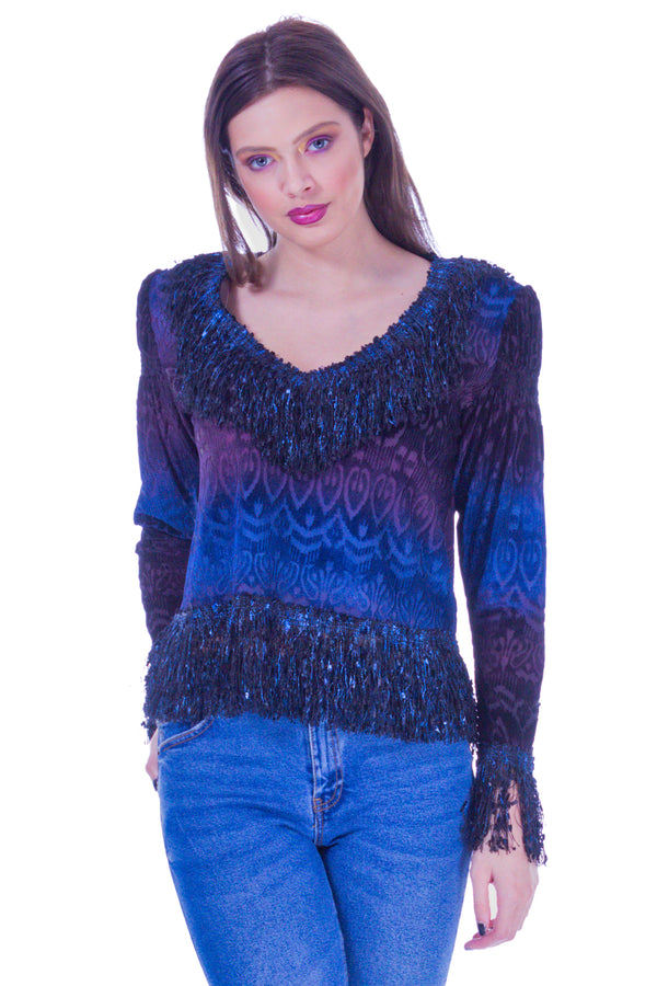 Bluza catifea cu franjuri I-54