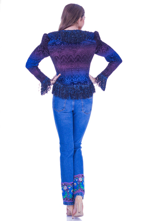 Bluza catifea cu franjuri I-54