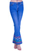 Pantalon denim cu broderie I-55