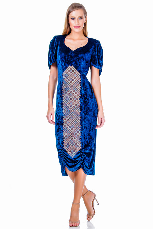 Rochie catifea cu broderie AV-149