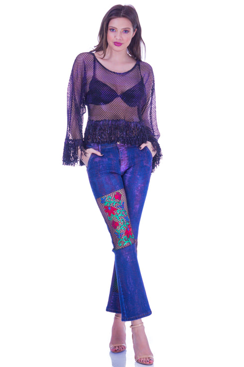 Bluza plasa cu franjuri I-56