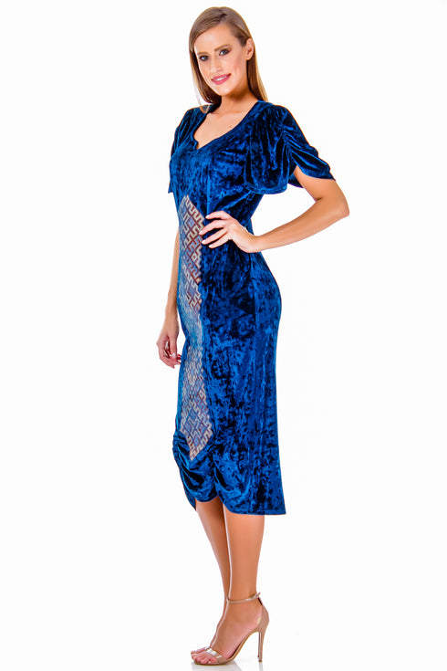 Rochie catifea cu broderie AV-149