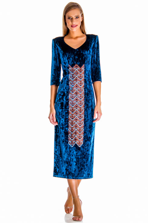 Rochie catifea cu broderie AV-151