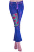 Pantalon denim cu broderie I-57