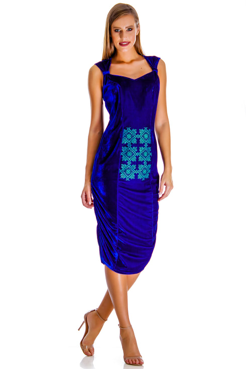 Rochie catifea cu broderie AV-152