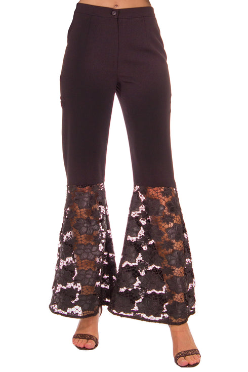 Pantalon vascoza neagra cu dantela I-61