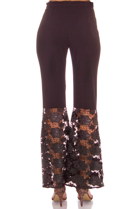 Pantalon vascoza neagra cu dantela I-61