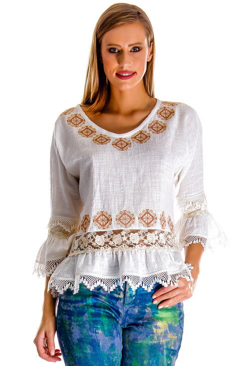 Bluza panza topita alba AV-156