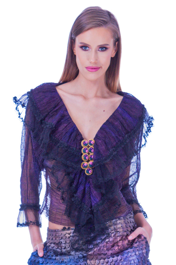 Bluza voal cu dantela I-64