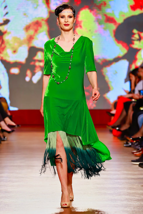 Rochie catifea cu franjuri RM-25