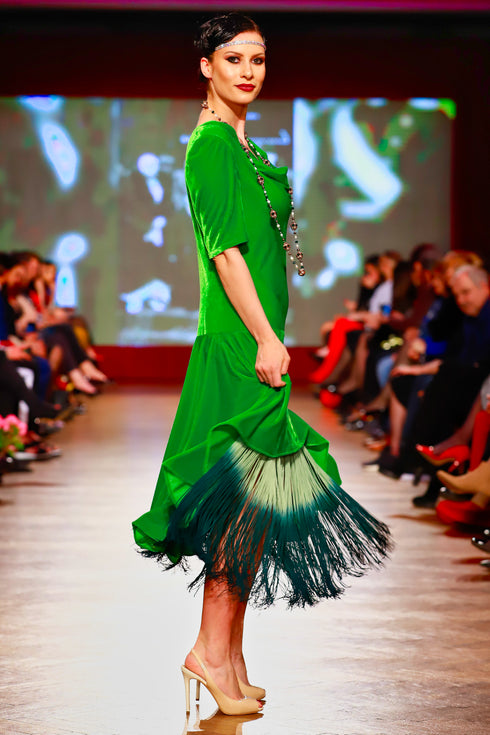 Rochie catifea cu franjuri RM-25